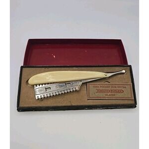 Vintage Durham-Duplex DuBarry Straight Celluloid Safety Razor He-Man's Blade